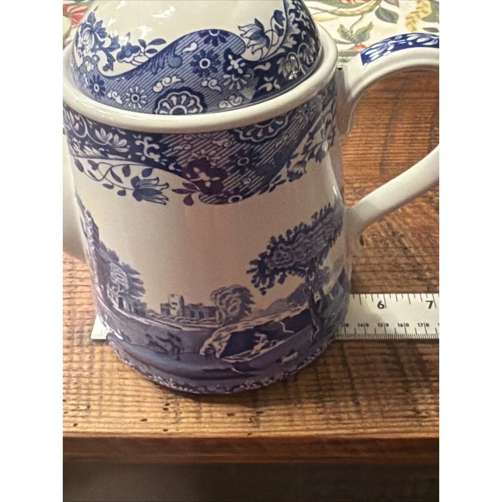 Teapot-Tea Pot with Lid-Blue Italian Pattern by Spode-Ascot Version